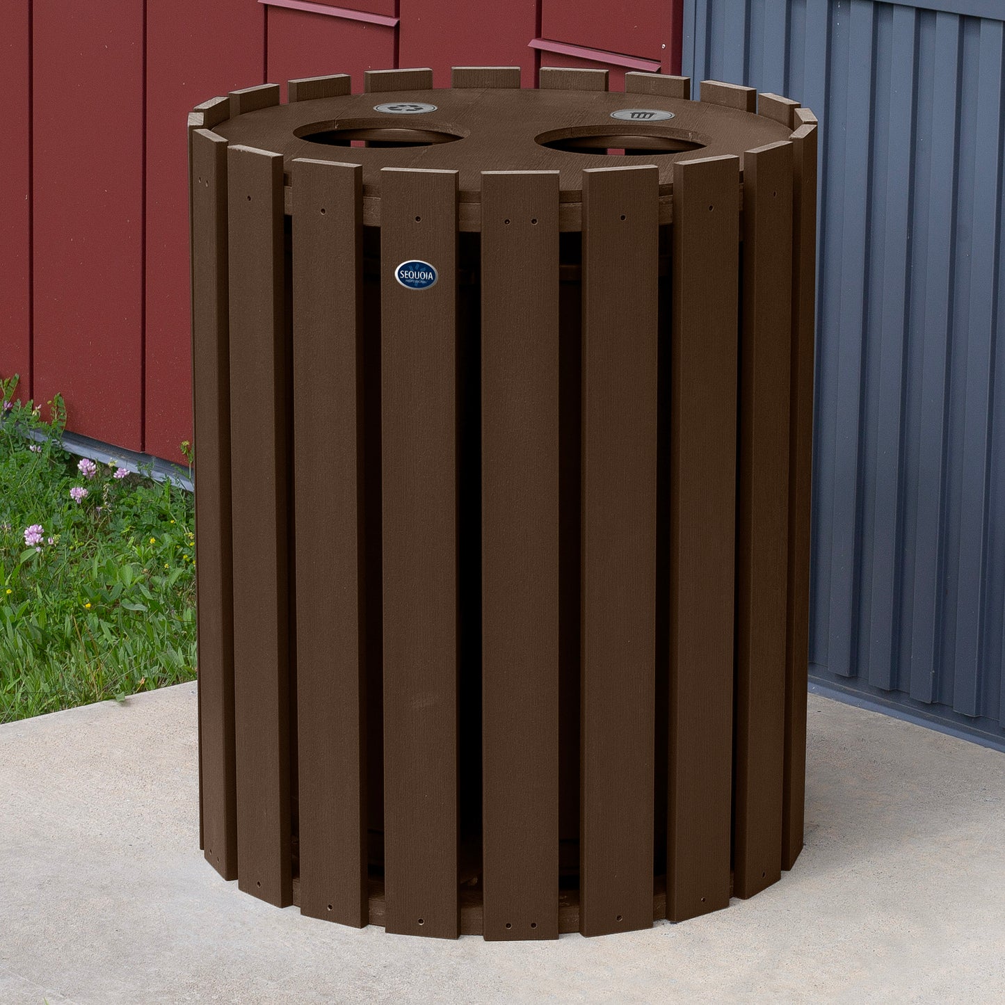 Commercial Trash Can And Recycling Bin Combo