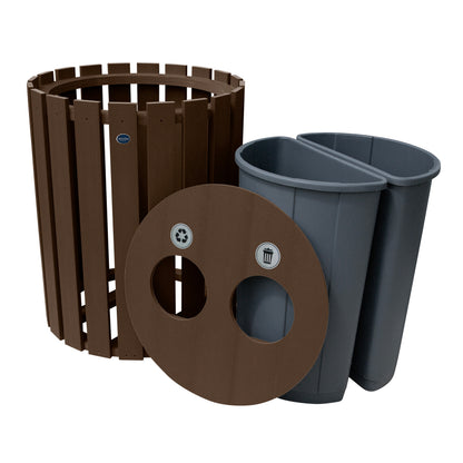 Commercial Trash Can And Recycling Bin Combo