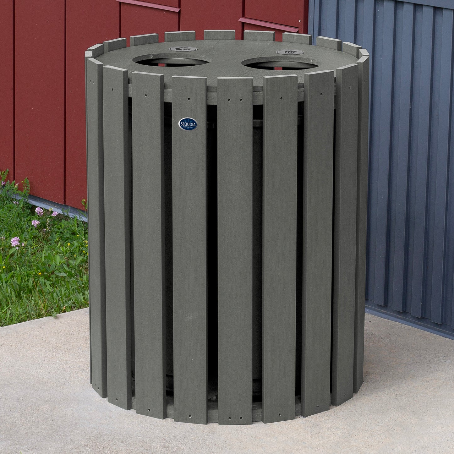 Commercial Trash Can And Recycling Bin Combo