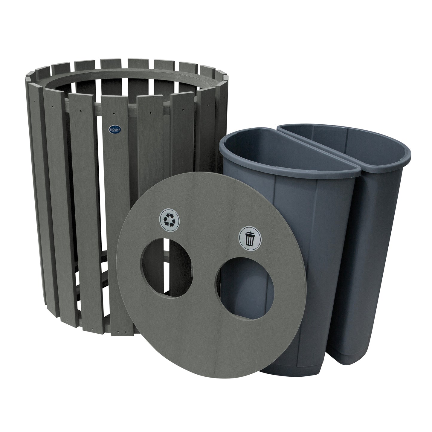Commercial Trash Can And Recycling Bin Combo