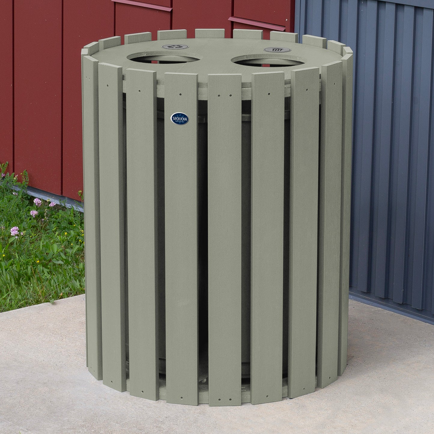 Commercial Trash Can And Recycling Bin Combo