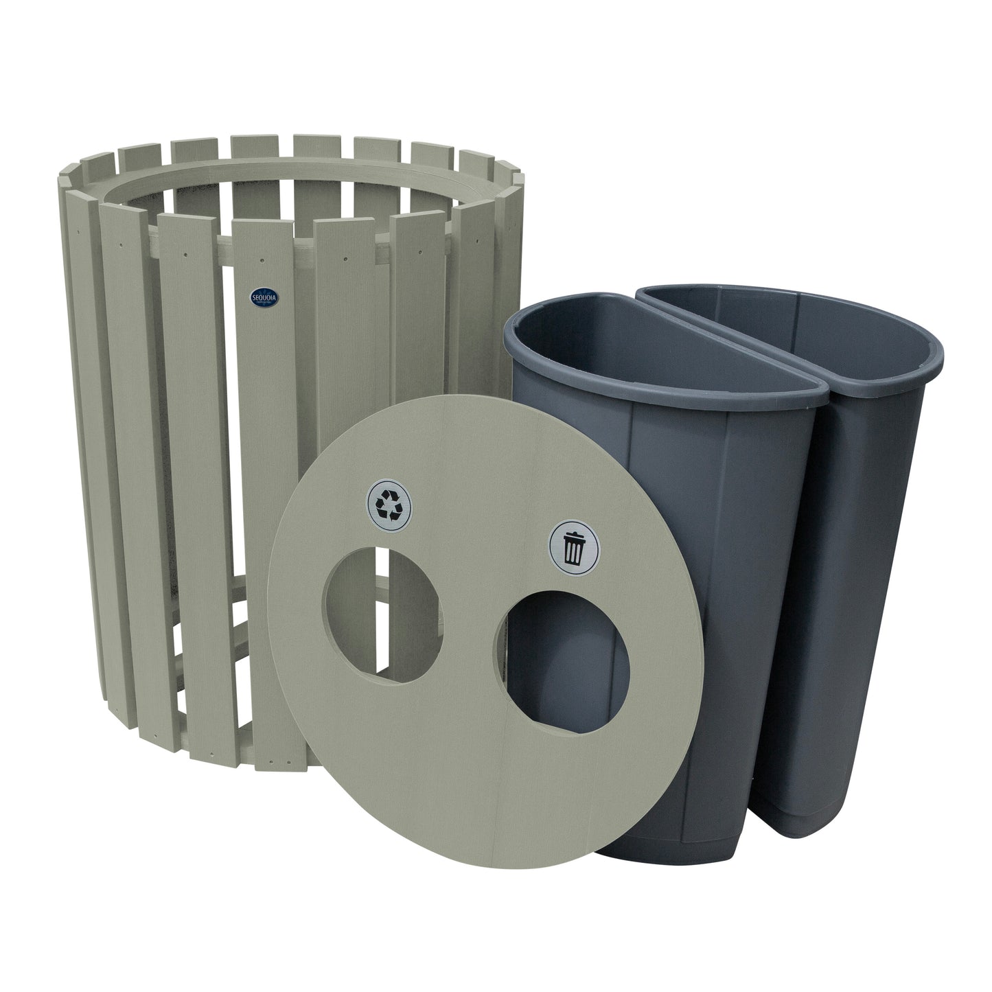 Commercial Trash Can And Recycling Bin Combo