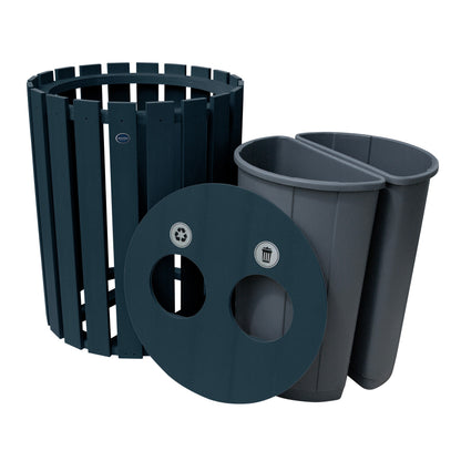 Commercial Trash Can And Recycling Bin Combo