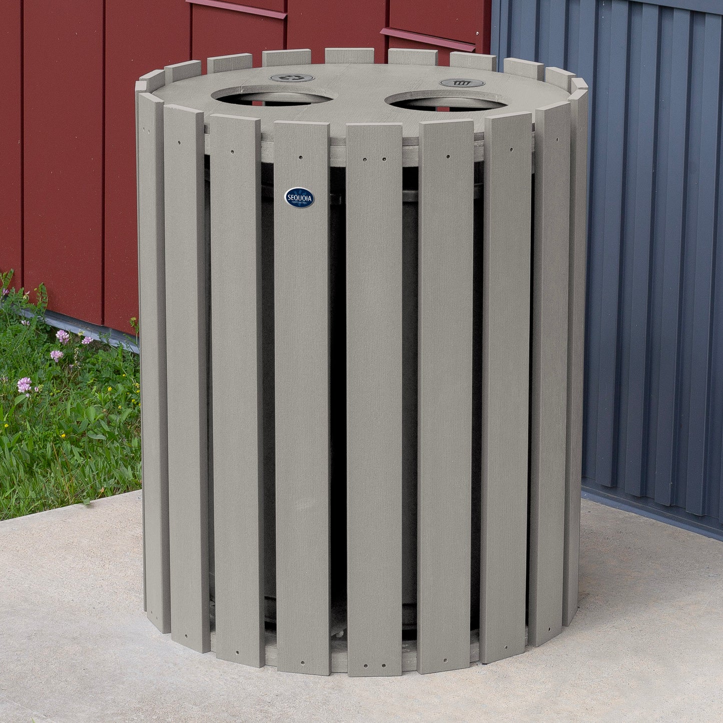 Commercial Trash Can And Recycling Bin Combo