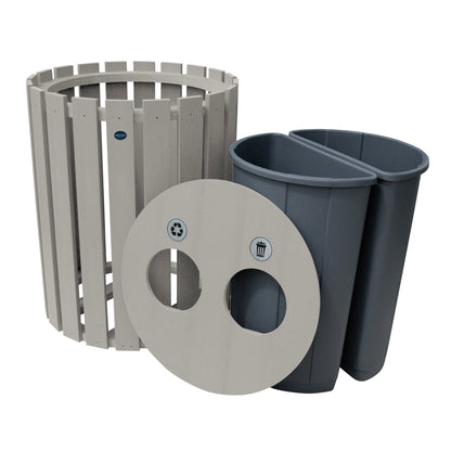 Commercial Trash Can And Recycling Bin Combo
