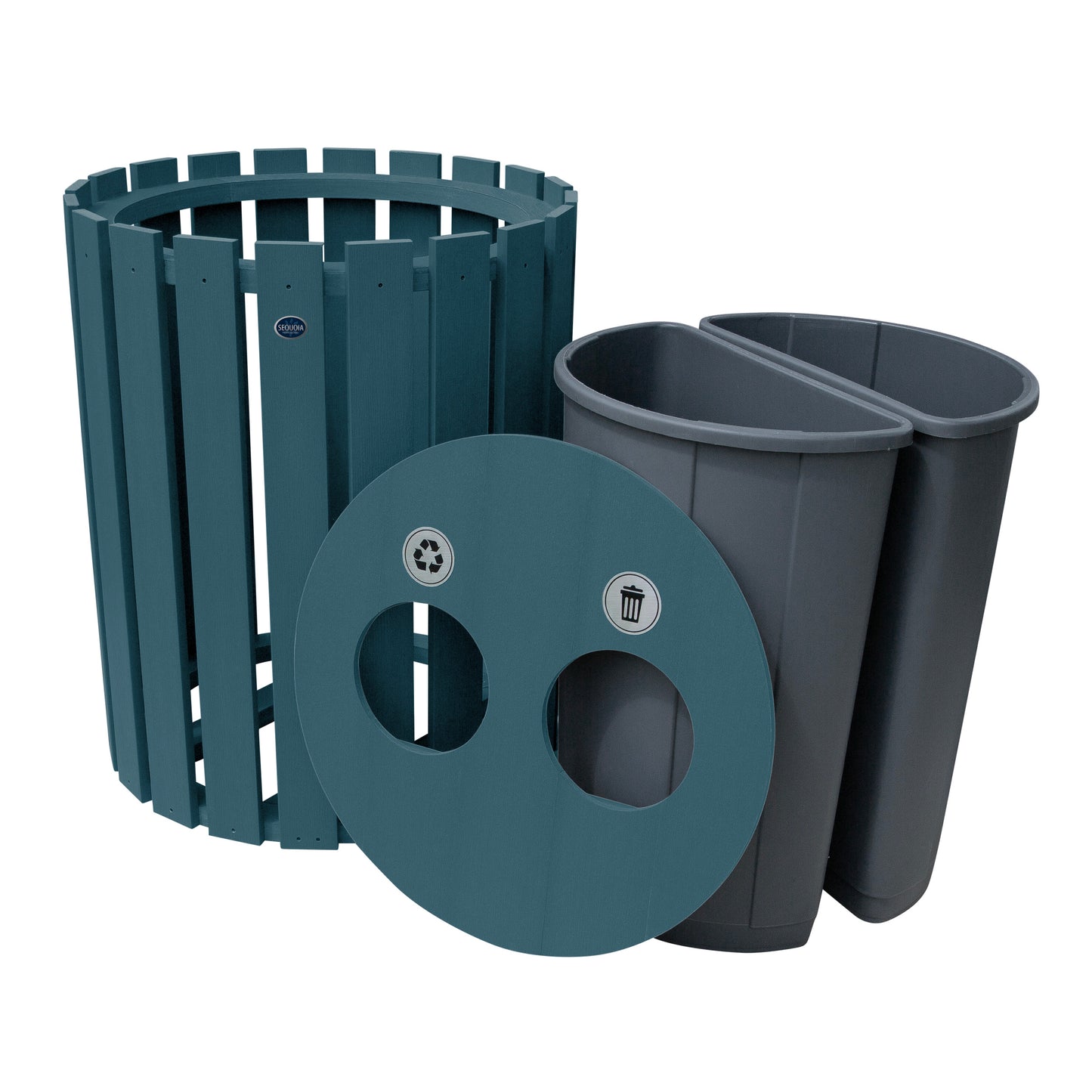 Commercial Trash Can And Recycling Bin Combo