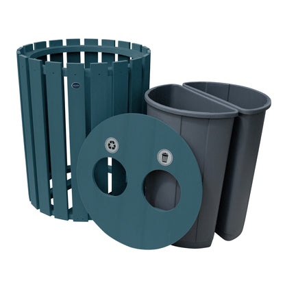 Commercial Trash Can And Recycling Bin Combo