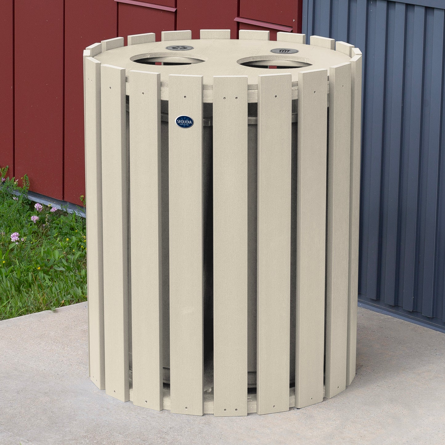 Commercial Trash Can And Recycling Bin Combo
