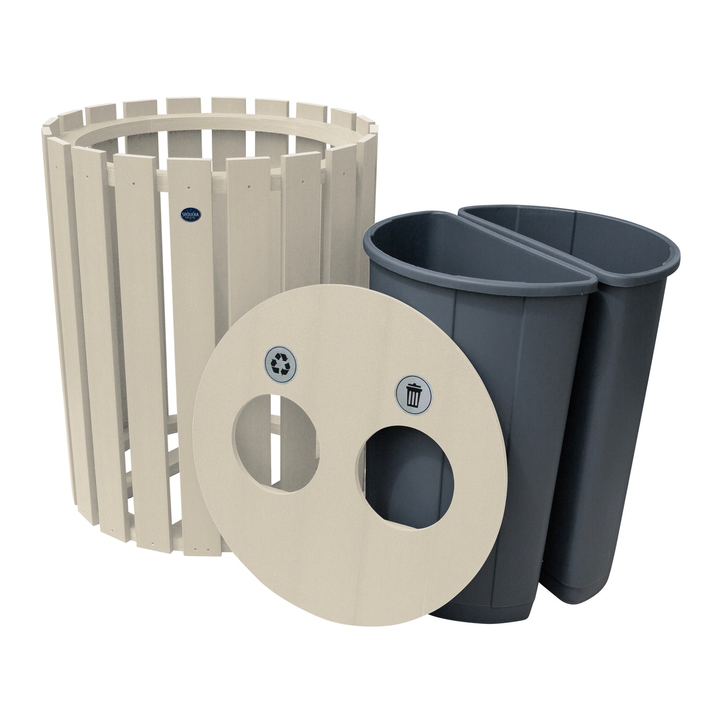 Commercial Trash Can And Recycling Bin Combo