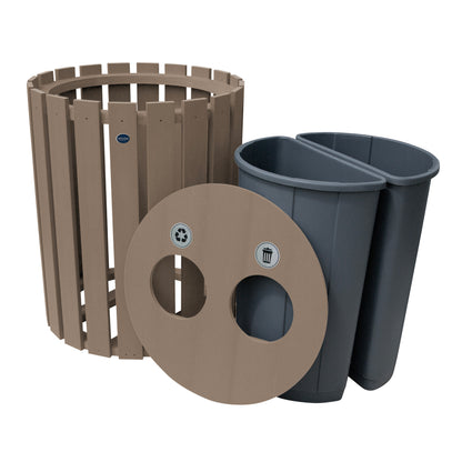 Commercial Trash Can And Recycling Bin Combo