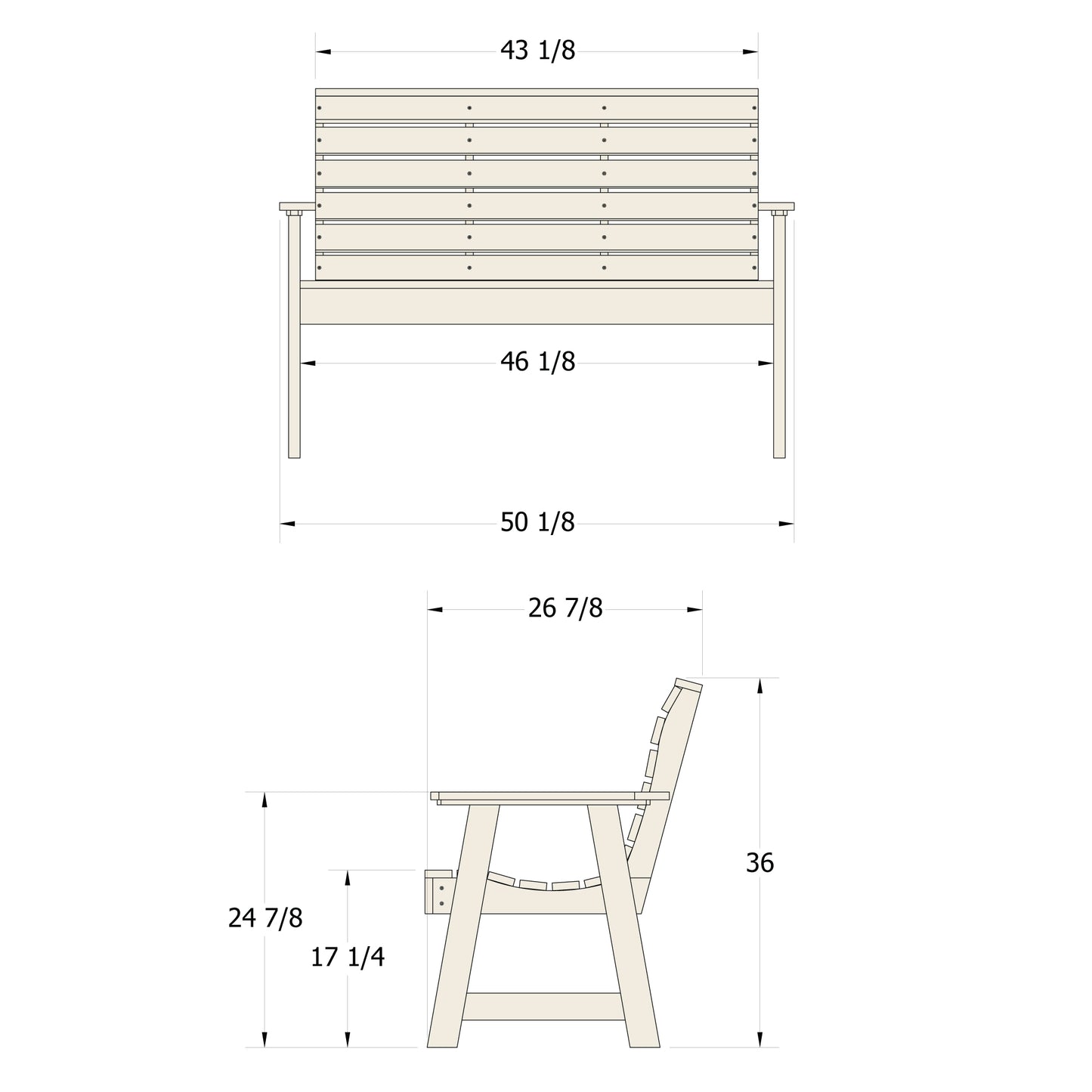 Sunrise Coast 4ft Bench measurements