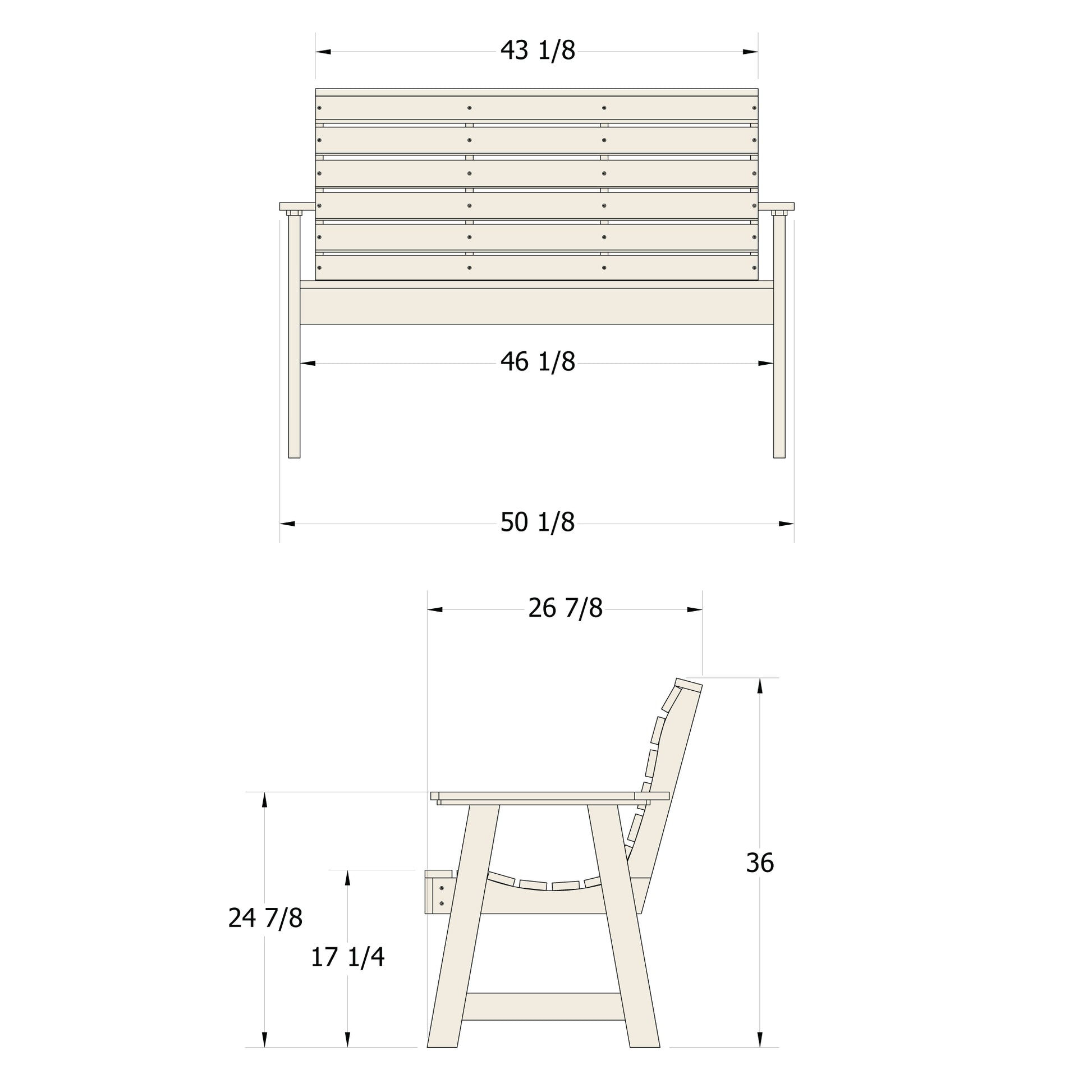 Sunrise Coast 4ft Bench measurements