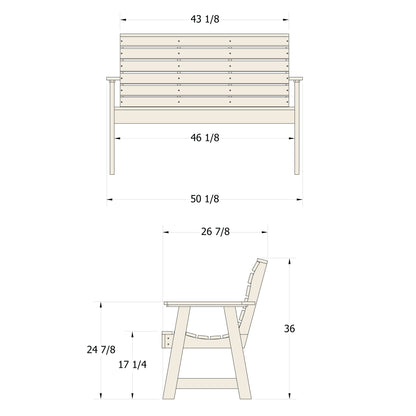 Sunrise Coast 4ft Bench measurements