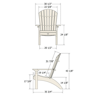 Sunrise Coast Waterfall Comfort height Adirondack measurements