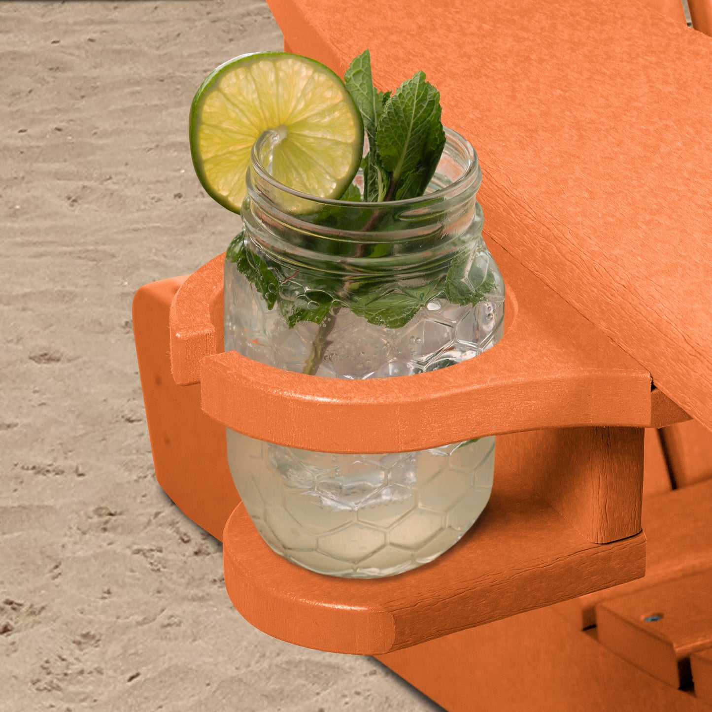 Orange Sunrise Coast cup holder with tropical drink