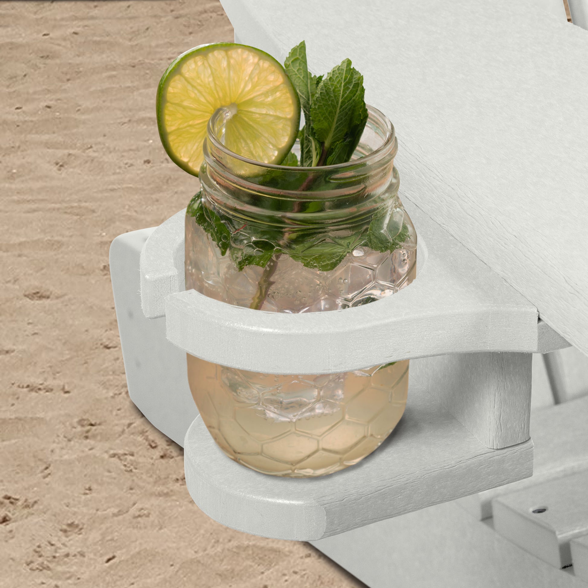 White Sunrise Coast cup holder with tropical drink