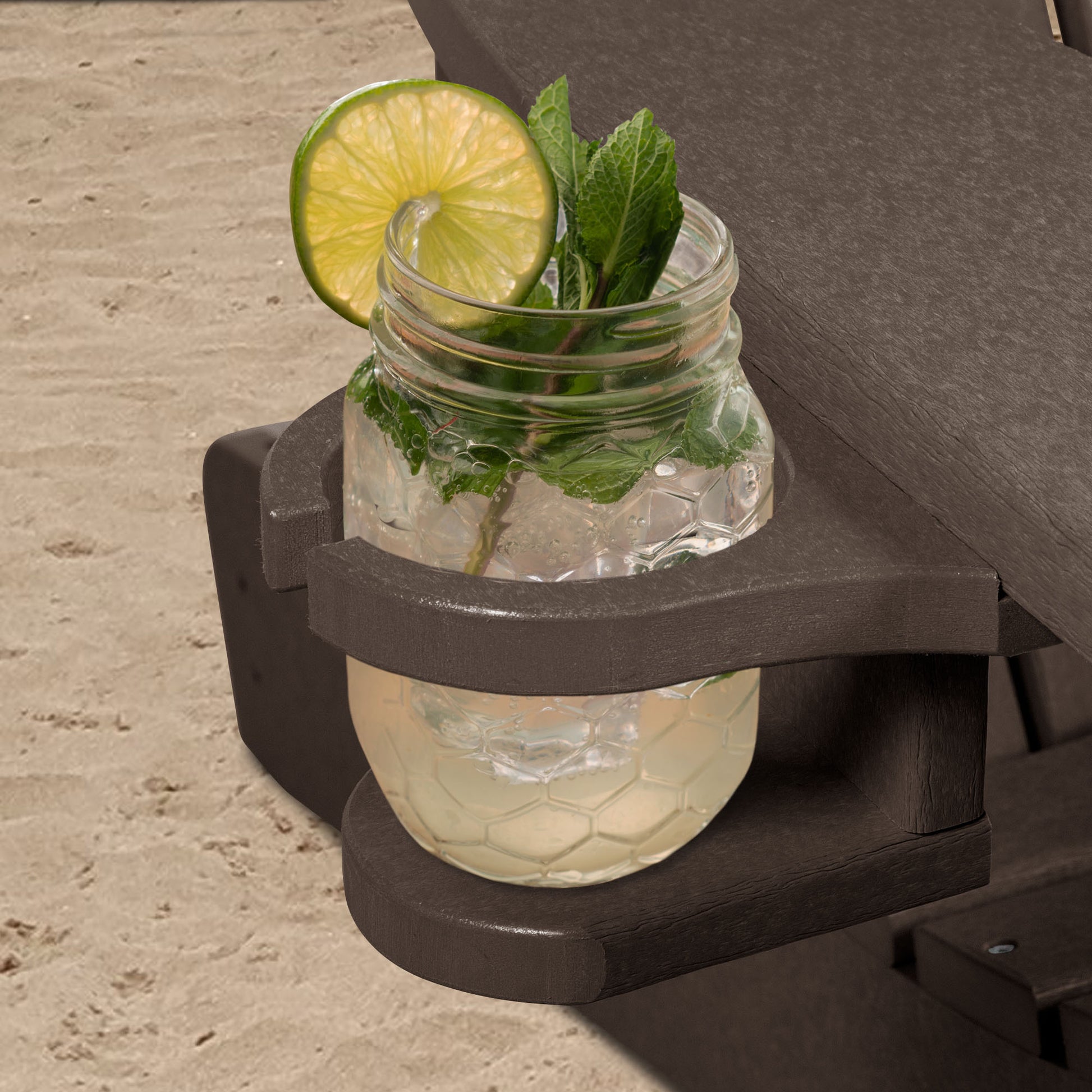 Brown Sunrise Coast cup holder with tropical drink