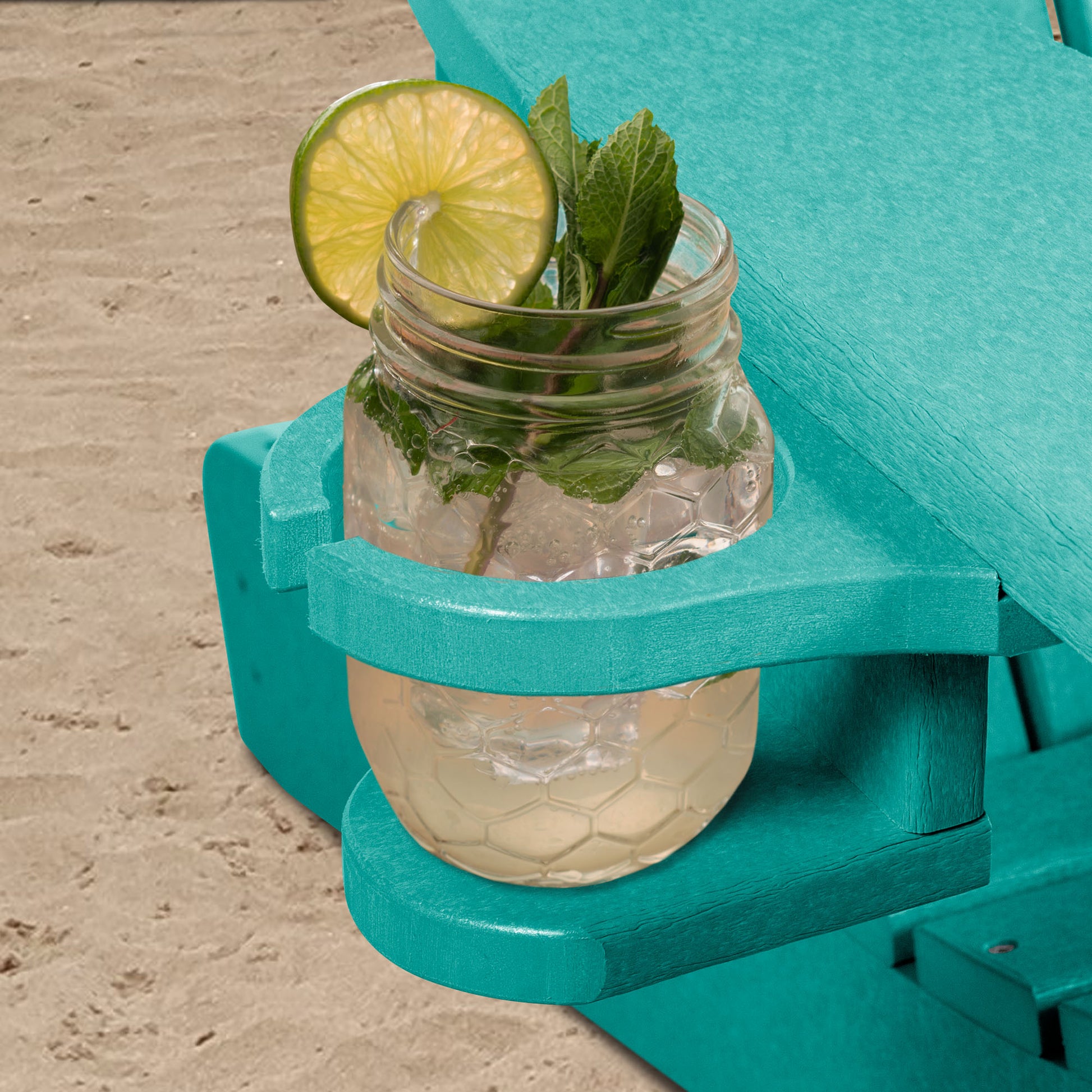 Blue Sunrise Coast cup holder with tropical drink