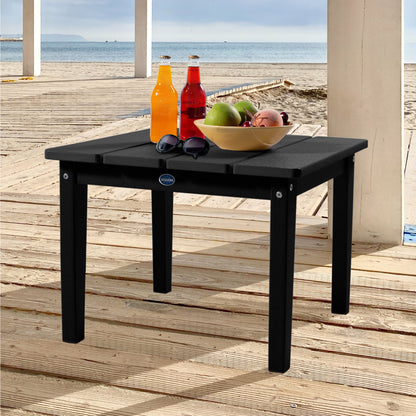Black Sunrise Coast large side table with drinks, fruit, and sunglasses