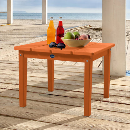 Orange Sunrise Coast large side table with drinks, fruit, and sunglasses