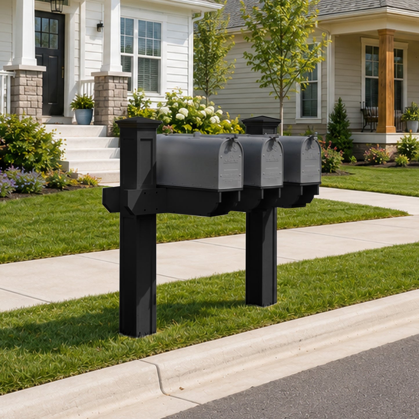 Sunrise Coast Triple Mailbox Post With Paper-box