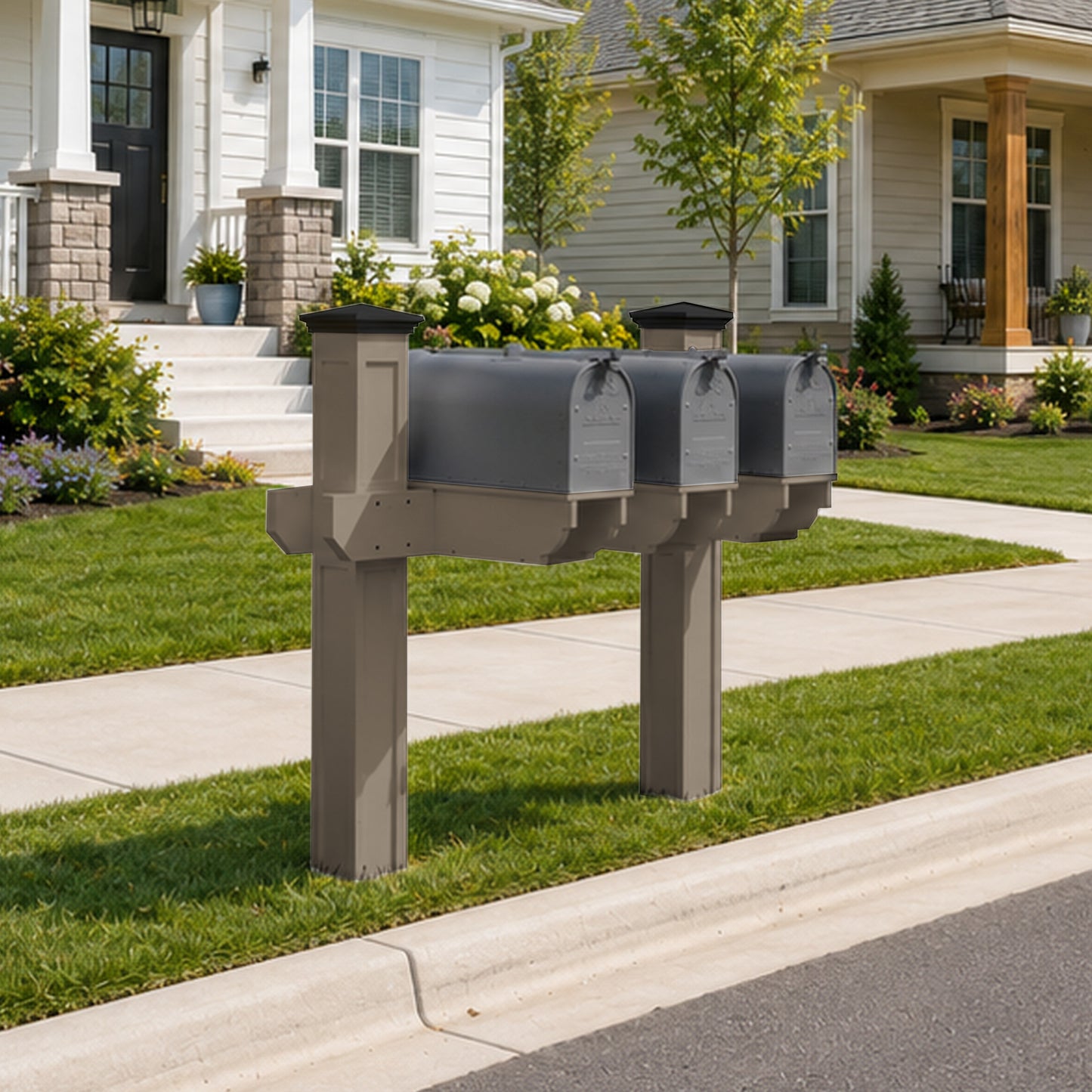 Sunrise Coast Triple Mailbox Post With Paper-box