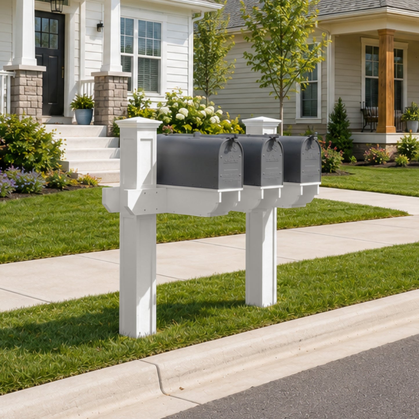 Sunrise Coast Triple Mailbox Post With Paper-box