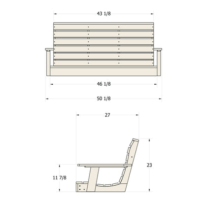 4ft Sunrise Coast porch swing measurements